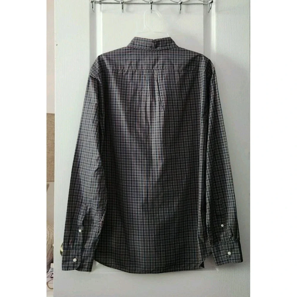 J.Crew Mens Plaid Shirt Button Down Slim Fit Long Sleeve Pocket Cotton Blue Sz L